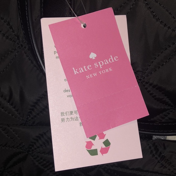 ♠️kate spade Chelsea Quilted Large Nylon Weekender Bag, Black NWT - Picture 6 of 9